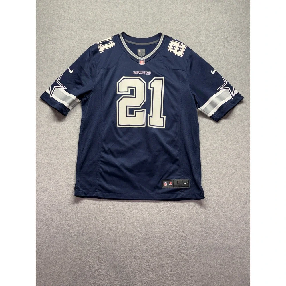 Nike NFL Dallas Cowboys Ezekiel Elliott 21 Jersey Navy Blue Mens Large 67NM-DCGH